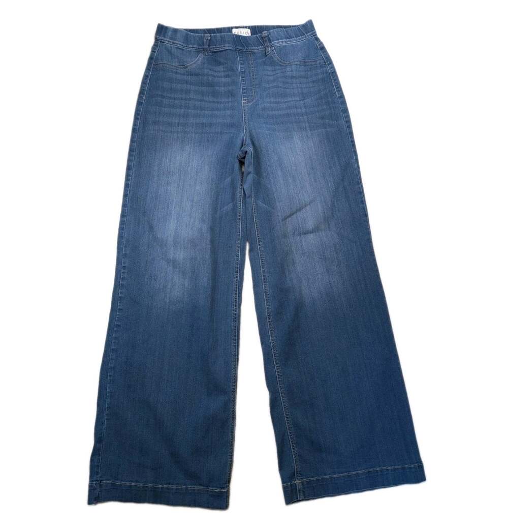 Cello Women's XL High Rise Pull On Wide Leg Jeans Stretch Denim Blue